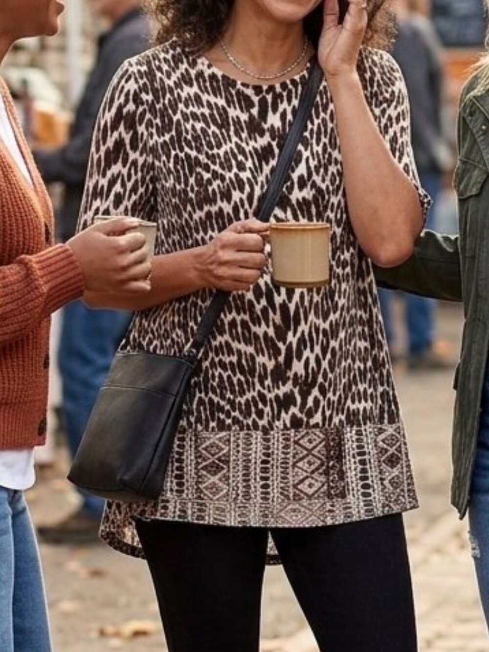Westbound Women's Leopard Print Short Sleeve Tunic Casual Size PL Relaxed Fit